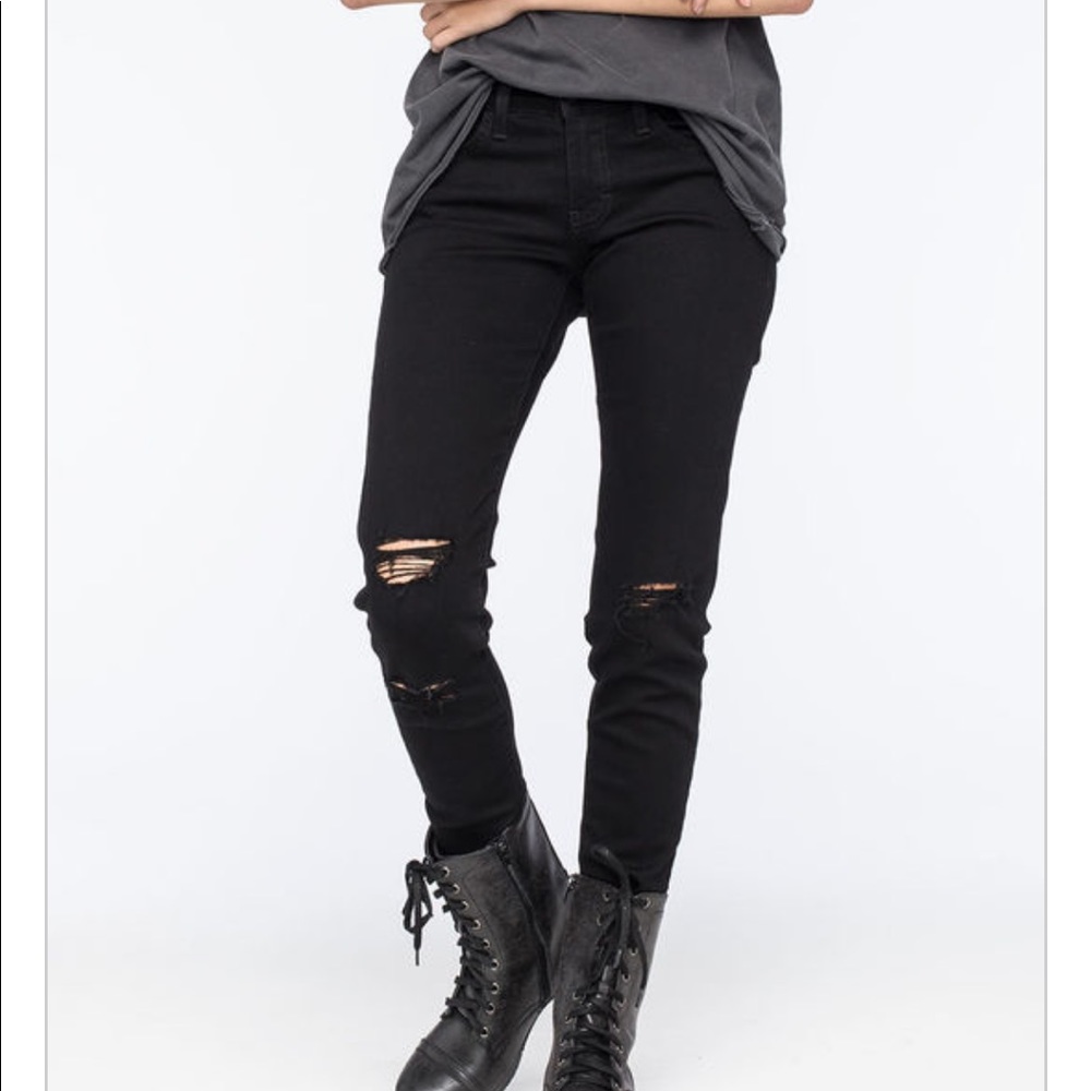Flying monkey black distressed skinny jeans 25